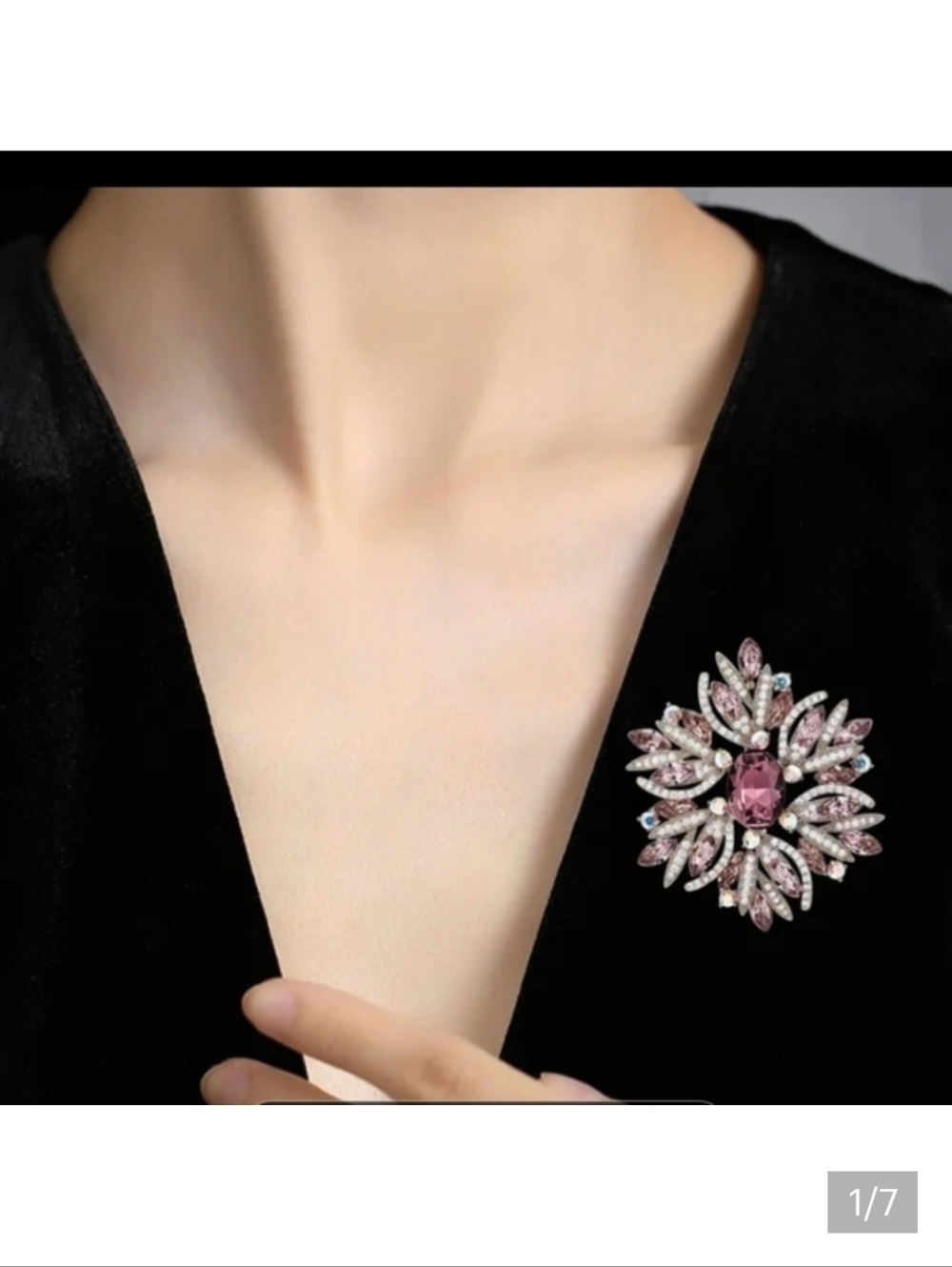 🆕️🌸 DUSTY PURPLE RHINESTONE FLORAL STATEMENT BROOCH / PIN 🌸